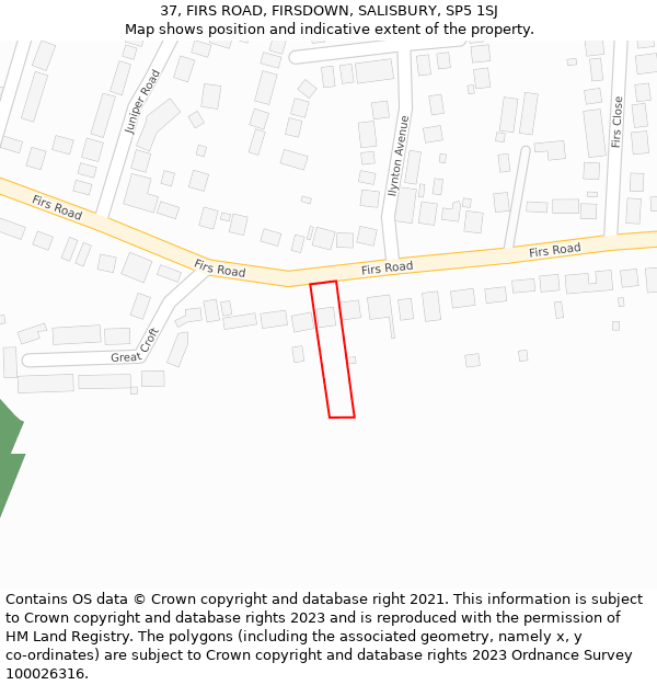 37, FIRS ROAD, FIRSDOWN, SALISBURY, SP5 1SJ: Location map and indicative extent of plot