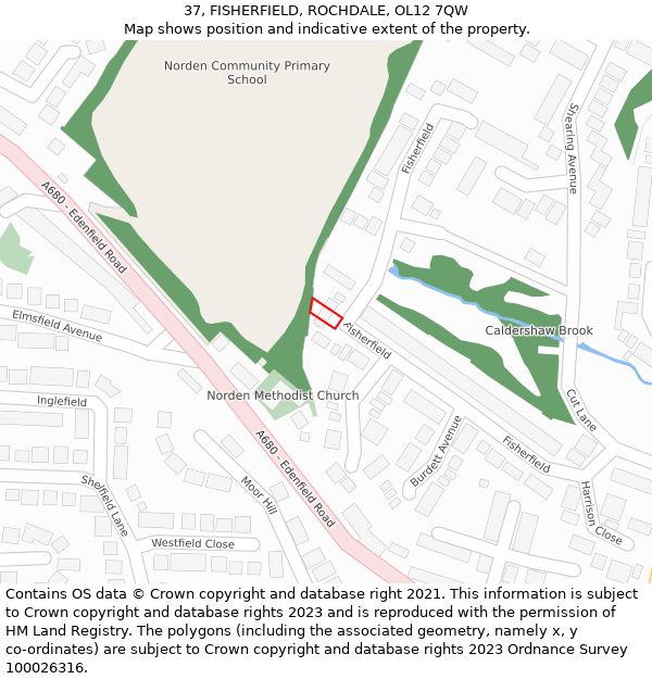 37, FISHERFIELD, ROCHDALE, OL12 7QW: Location map and indicative extent of plot