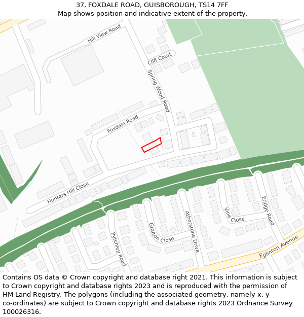 37, FOXDALE ROAD, GUISBOROUGH, TS14 7FF: Location map and indicative extent of plot