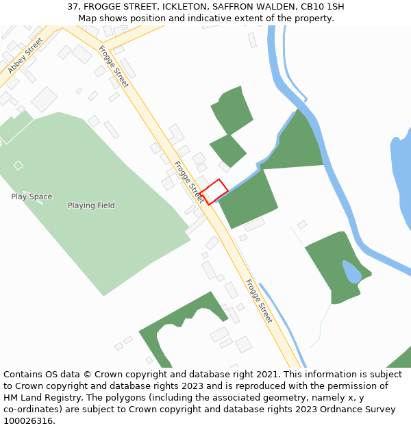 37, FROGGE STREET, ICKLETON, SAFFRON WALDEN, CB10 1SH: Location map and indicative extent of plot