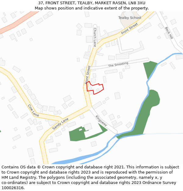 37, FRONT STREET, TEALBY, MARKET RASEN, LN8 3XU: Location map and indicative extent of plot