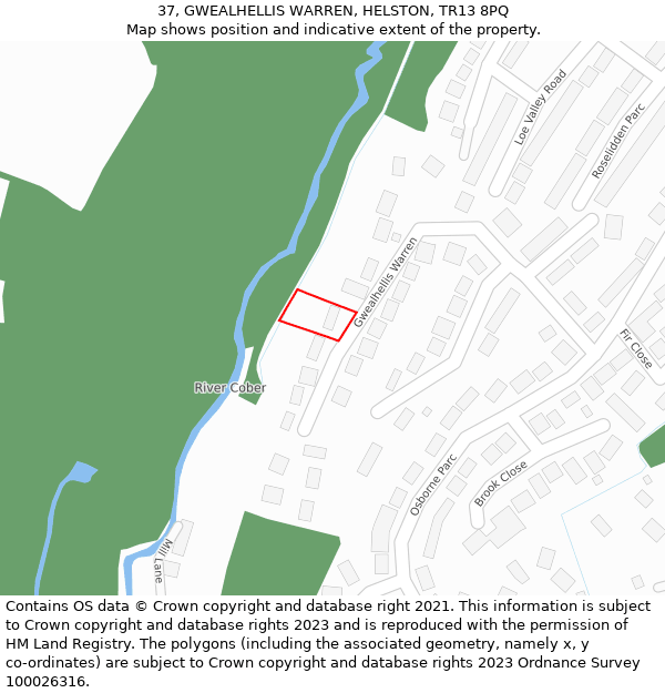 37, GWEALHELLIS WARREN, HELSTON, TR13 8PQ: Location map and indicative extent of plot