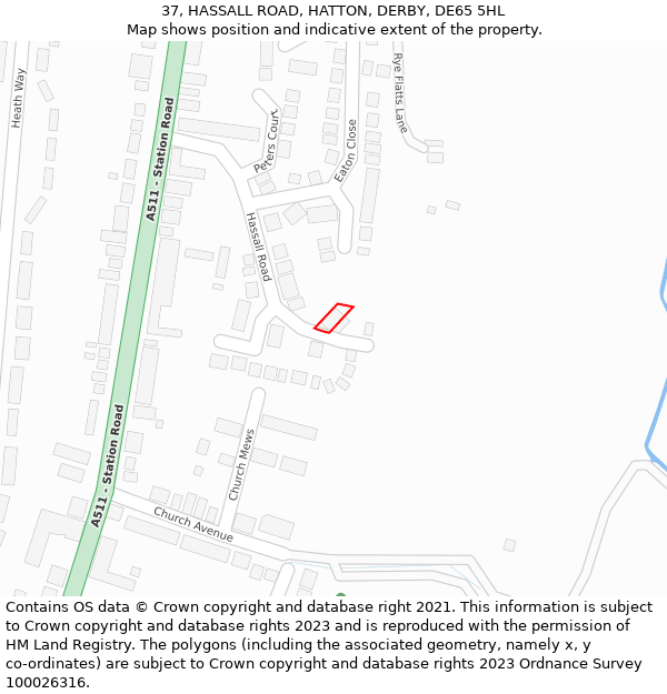 37, HASSALL ROAD, HATTON, DERBY, DE65 5HL: Location map and indicative extent of plot