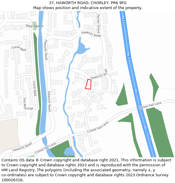 37, HAWORTH ROAD, CHORLEY, PR6 9FG: Location map and indicative extent of plot