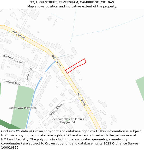 37, HIGH STREET, TEVERSHAM, CAMBRIDGE, CB1 9AS: Location map and indicative extent of plot