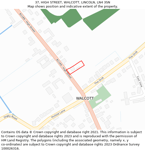 37, HIGH STREET, WALCOTT, LINCOLN, LN4 3SN: Location map and indicative extent of plot