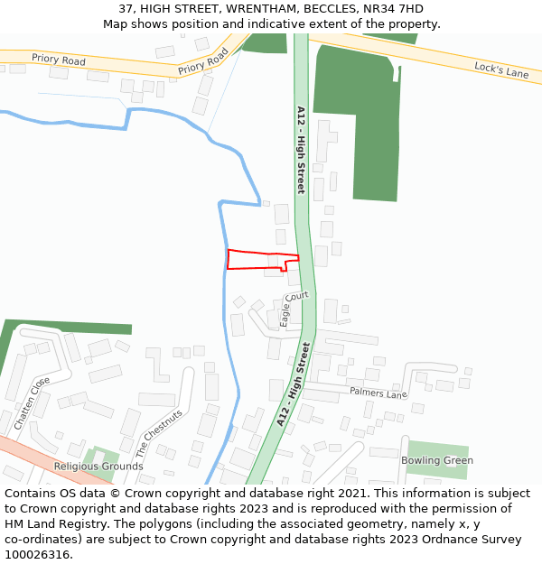 37, HIGH STREET, WRENTHAM, BECCLES, NR34 7HD: Location map and indicative extent of plot