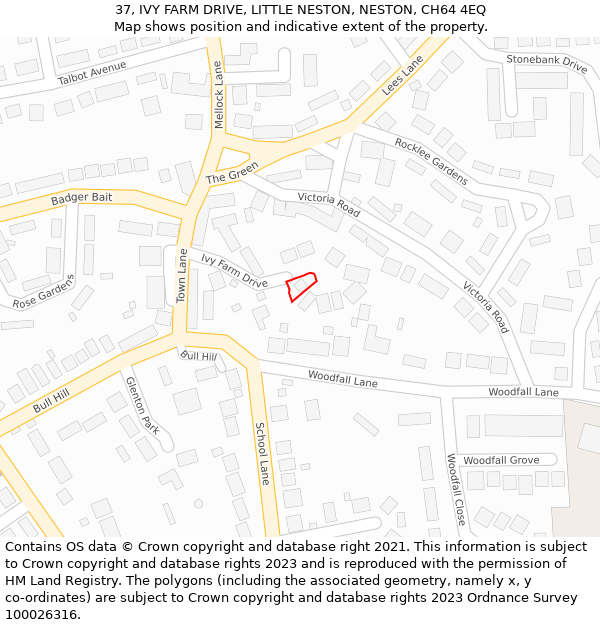 37, IVY FARM DRIVE, LITTLE NESTON, NESTON, CH64 4EQ: Location map and indicative extent of plot