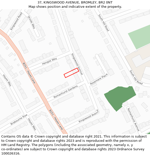 37, KINGSWOOD AVENUE, BROMLEY, BR2 0NT: Location map and indicative extent of plot