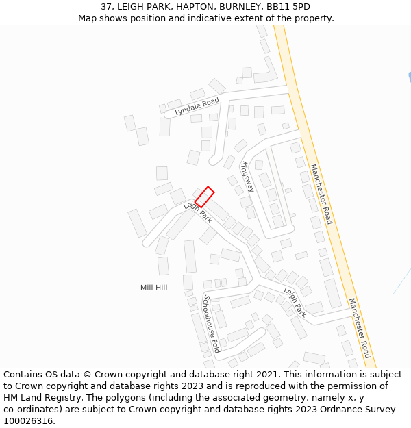 37, LEIGH PARK, HAPTON, BURNLEY, BB11 5PD: Location map and indicative extent of plot