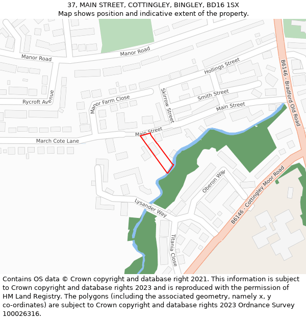 37, MAIN STREET, COTTINGLEY, BINGLEY, BD16 1SX: Location map and indicative extent of plot