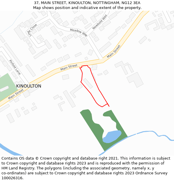 37, MAIN STREET, KINOULTON, NOTTINGHAM, NG12 3EA: Location map and indicative extent of plot