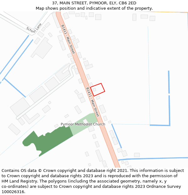 37, MAIN STREET, PYMOOR, ELY, CB6 2ED: Location map and indicative extent of plot