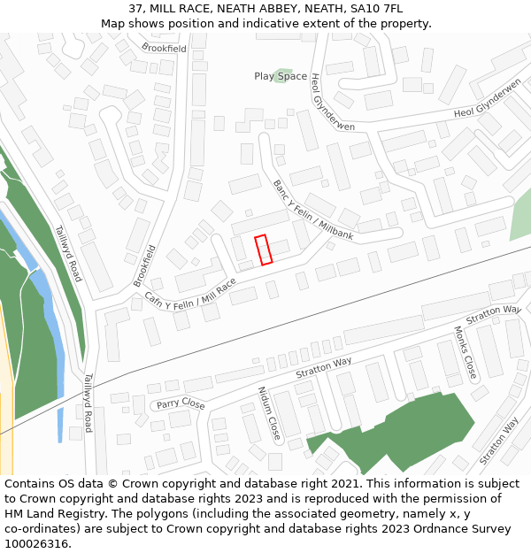 37, MILL RACE, NEATH ABBEY, NEATH, SA10 7FL: Location map and indicative extent of plot