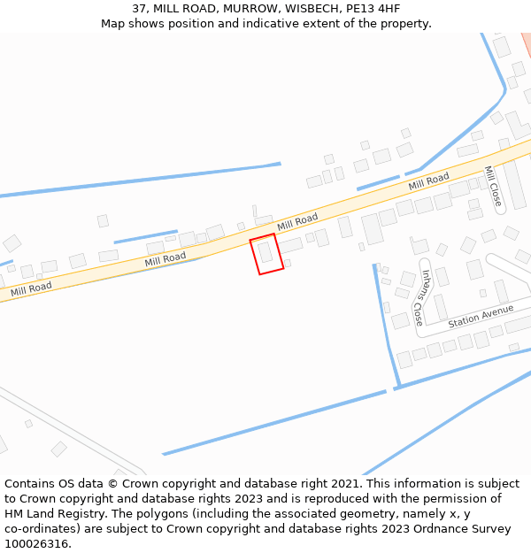 37, MILL ROAD, MURROW, WISBECH, PE13 4HF: Location map and indicative extent of plot