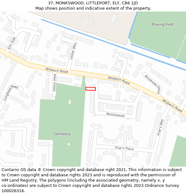 37, MONKSWOOD, LITTLEPORT, ELY, CB6 1JD: Location map and indicative extent of plot
