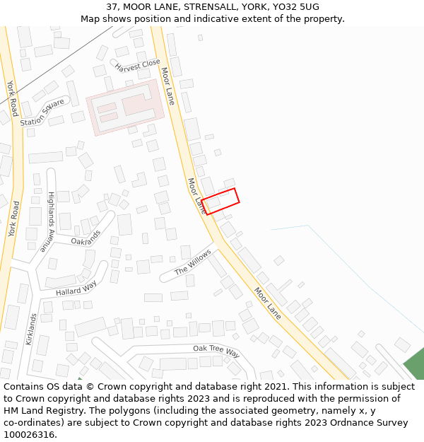 37, MOOR LANE, STRENSALL, YORK, YO32 5UG: Location map and indicative extent of plot