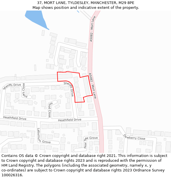 37, MORT LANE, TYLDESLEY, MANCHESTER, M29 8PE: Location map and indicative extent of plot