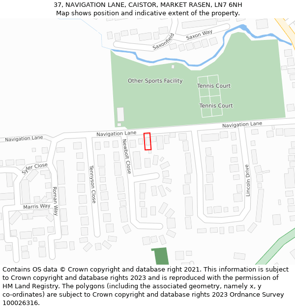 37, NAVIGATION LANE, CAISTOR, MARKET RASEN, LN7 6NH: Location map and indicative extent of plot