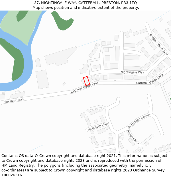 37, NIGHTINGALE WAY, CATTERALL, PRESTON, PR3 1TQ: Location map and indicative extent of plot