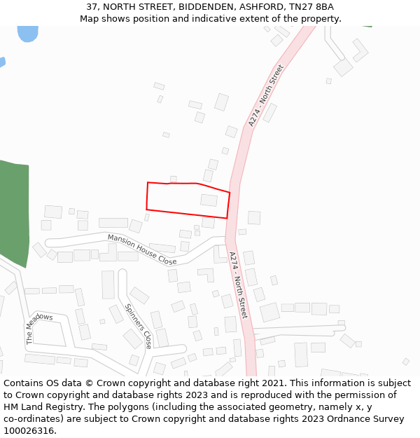 37, NORTH STREET, BIDDENDEN, ASHFORD, TN27 8BA: Location map and indicative extent of plot