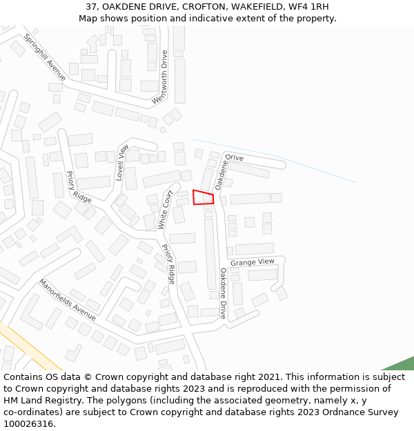 37, OAKDENE DRIVE, CROFTON, WAKEFIELD, WF4 1RH: Location map and indicative extent of plot