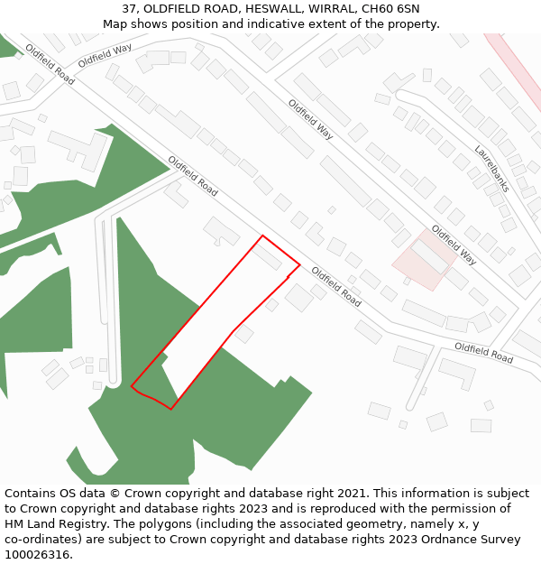 37, OLDFIELD ROAD, HESWALL, WIRRAL, CH60 6SN: Location map and indicative extent of plot