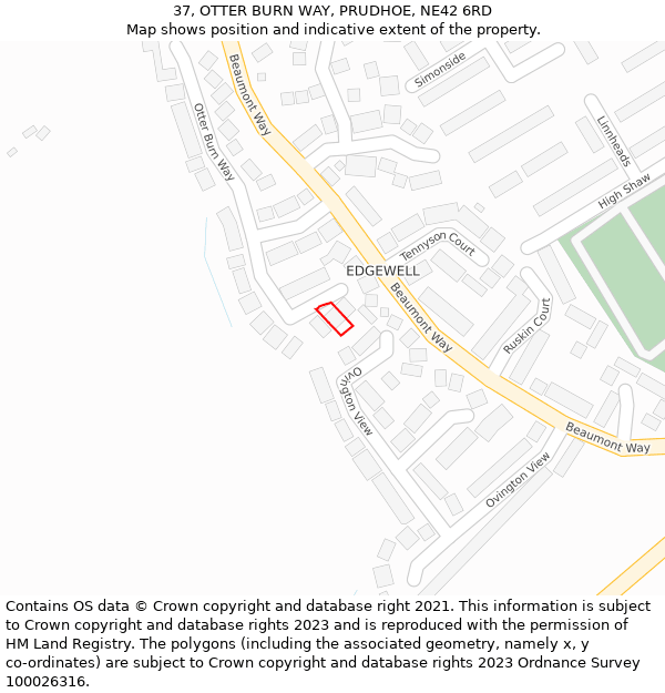 37, OTTER BURN WAY, PRUDHOE, NE42 6RD: Location map and indicative extent of plot