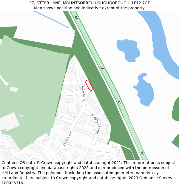 37, OTTER LANE, MOUNTSORREL, LOUGHBOROUGH, LE12 7GF: Location map and indicative extent of plot
