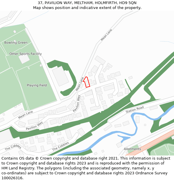 37, PAVILION WAY, MELTHAM, HOLMFIRTH, HD9 5QN: Location map and indicative extent of plot