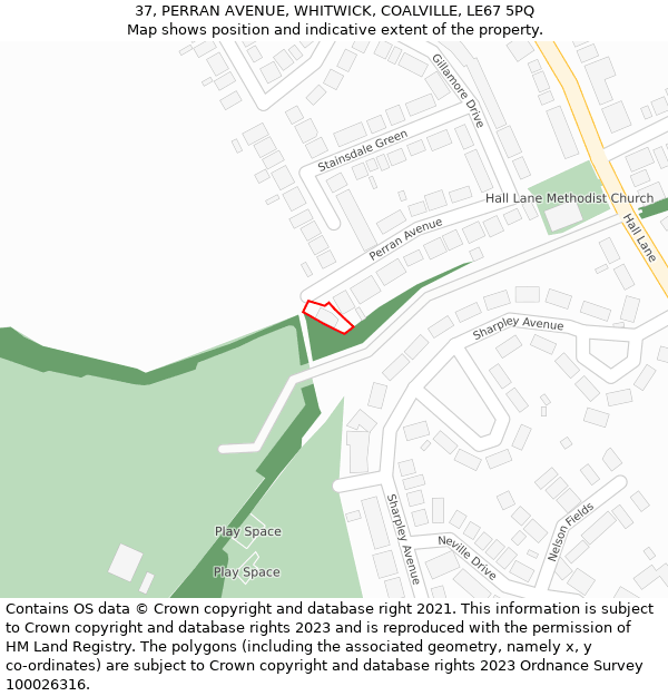 37, PERRAN AVENUE, WHITWICK, COALVILLE, LE67 5PQ: Location map and indicative extent of plot