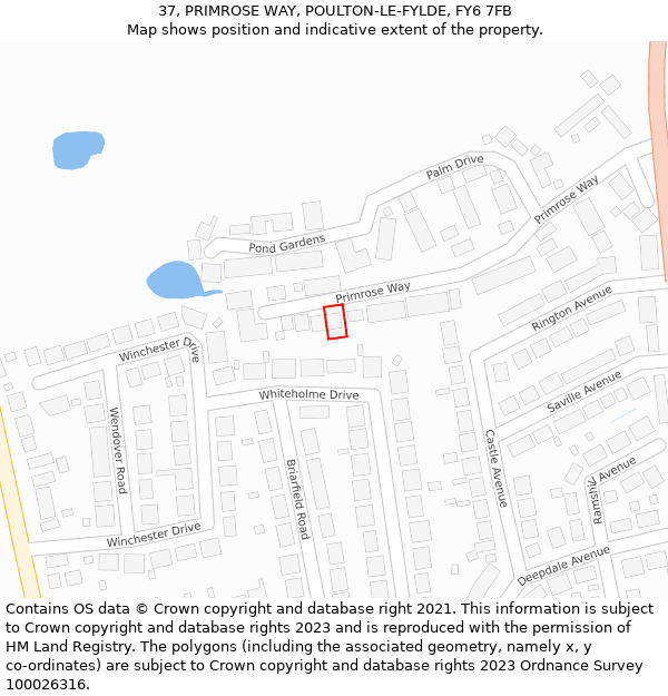 37, PRIMROSE WAY, POULTON-LE-FYLDE, FY6 7FB: Location map and indicative extent of plot