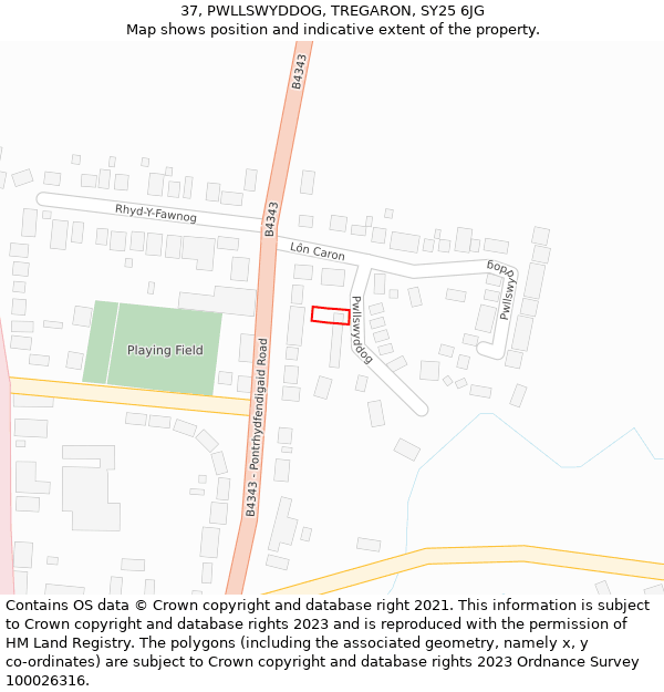 37, PWLLSWYDDOG, TREGARON, SY25 6JG: Location map and indicative extent of plot