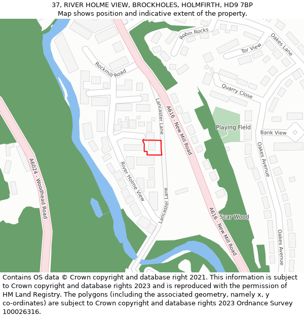 37, RIVER HOLME VIEW, BROCKHOLES, HOLMFIRTH, HD9 7BP: Location map and indicative extent of plot