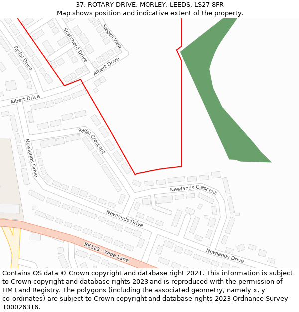 37, ROTARY DRIVE, MORLEY, LEEDS, LS27 8FR: Location map and indicative extent of plot