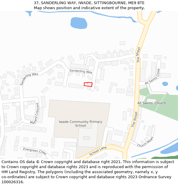 37, SANDERLING WAY, IWADE, SITTINGBOURNE, ME9 8TE: Location map and indicative extent of plot