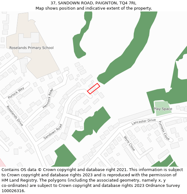 37, SANDOWN ROAD, PAIGNTON, TQ4 7RL: Location map and indicative extent of plot