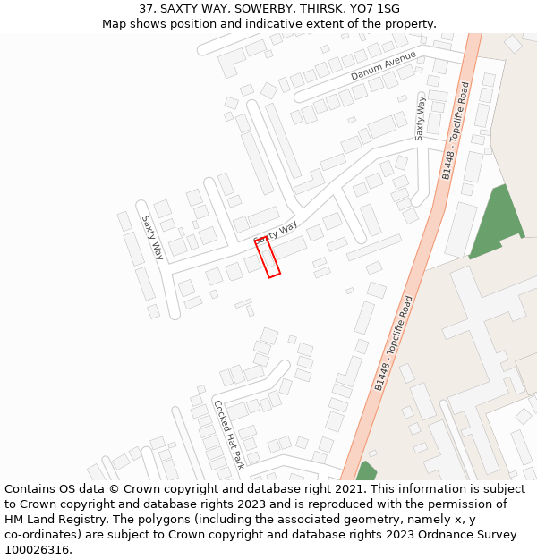 37, SAXTY WAY, SOWERBY, THIRSK, YO7 1SG: Location map and indicative extent of plot