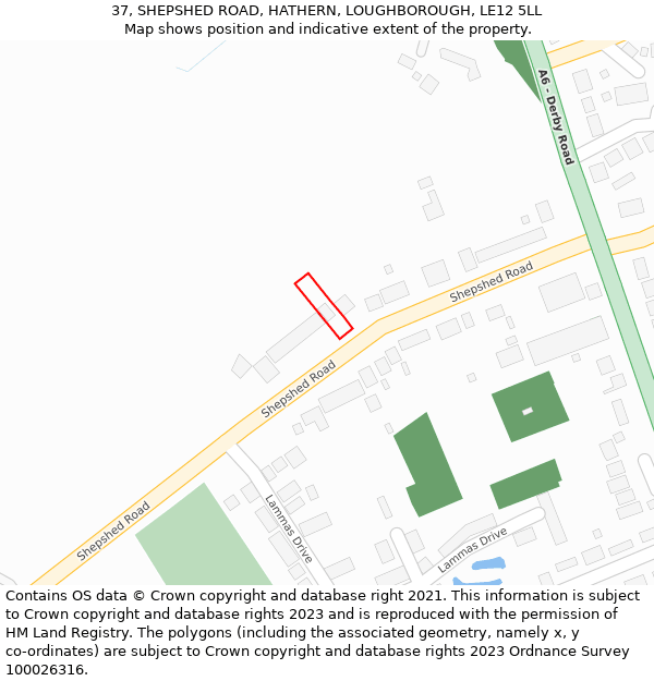 37, SHEPSHED ROAD, HATHERN, LOUGHBOROUGH, LE12 5LL: Location map and indicative extent of plot