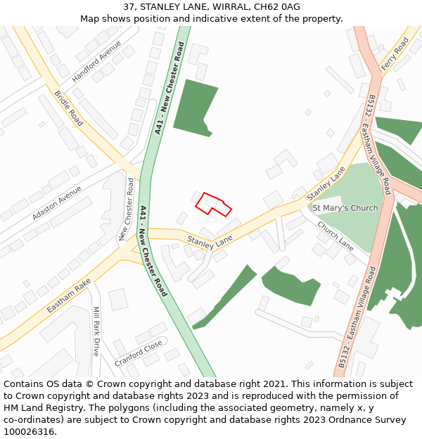 37, STANLEY LANE, WIRRAL, CH62 0AG: Location map and indicative extent of plot