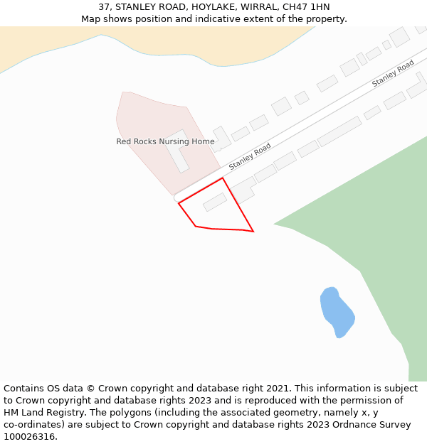 37, STANLEY ROAD, HOYLAKE, WIRRAL, CH47 1HN: Location map and indicative extent of plot