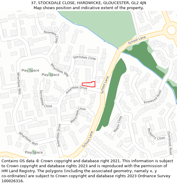 37, STOCKDALE CLOSE, HARDWICKE, GLOUCESTER, GL2 4JN: Location map and indicative extent of plot