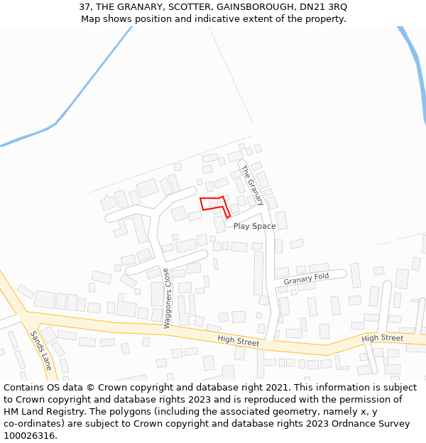 37, THE GRANARY, SCOTTER, GAINSBOROUGH, DN21 3RQ: Location map and indicative extent of plot