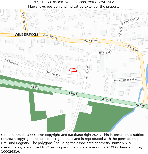 37, THE PADDOCK, WILBERFOSS, YORK, YO41 5LZ: Location map and indicative extent of plot