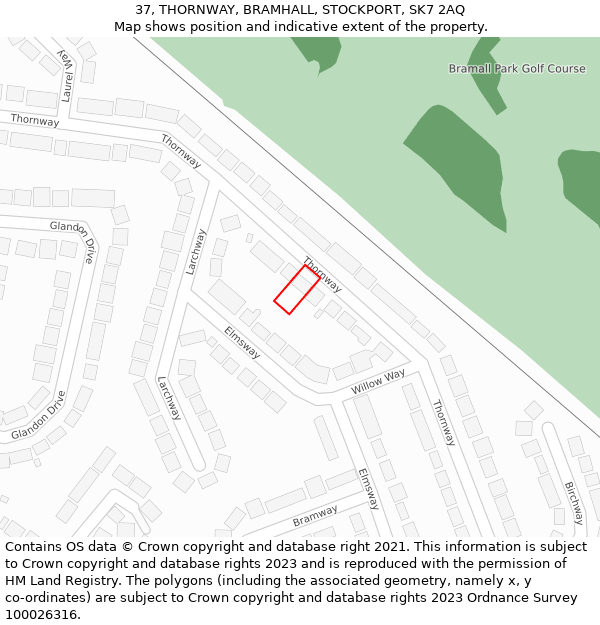 37, THORNWAY, BRAMHALL, STOCKPORT, SK7 2AQ: Location map and indicative extent of plot