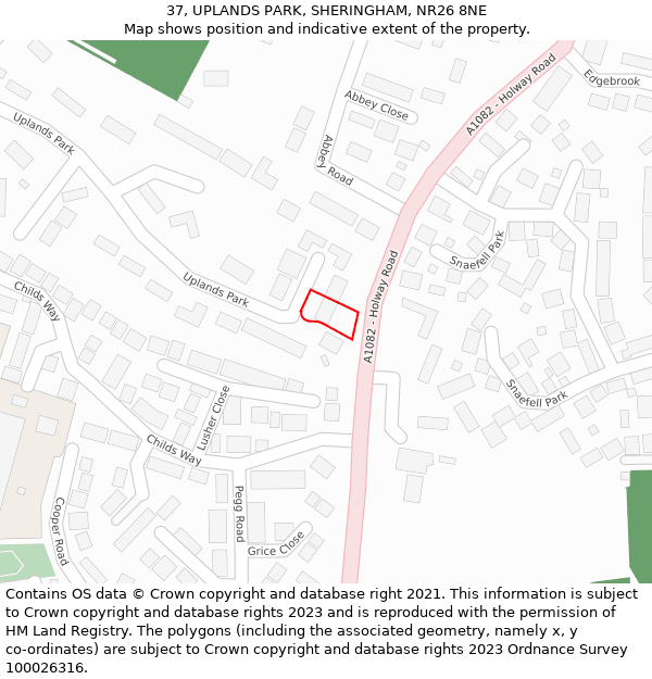 37, UPLANDS PARK, SHERINGHAM, NR26 8NE: Location map and indicative extent of plot