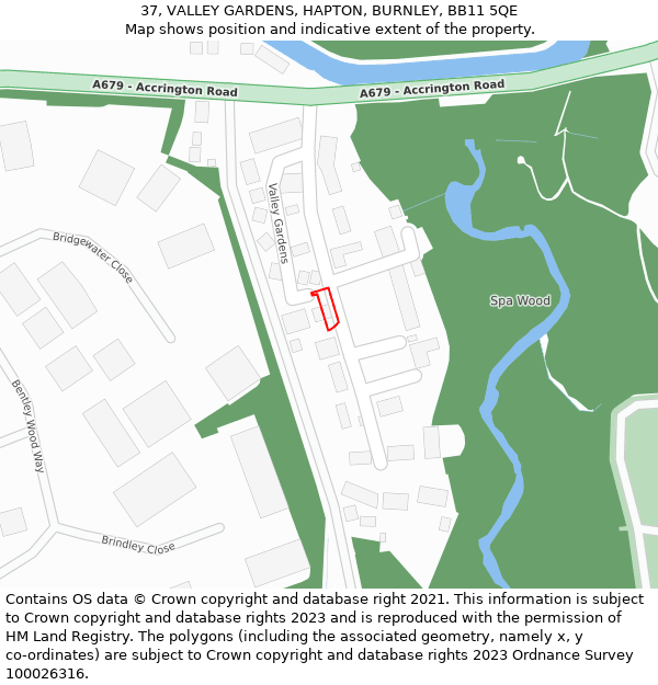 37, VALLEY GARDENS, HAPTON, BURNLEY, BB11 5QE: Location map and indicative extent of plot