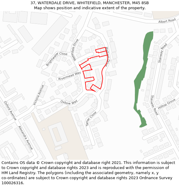 37, WATERDALE DRIVE, WHITEFIELD, MANCHESTER, M45 8SB: Location map and indicative extent of plot