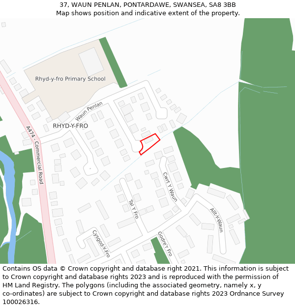 37, WAUN PENLAN, PONTARDAWE, SWANSEA, SA8 3BB: Location map and indicative extent of plot