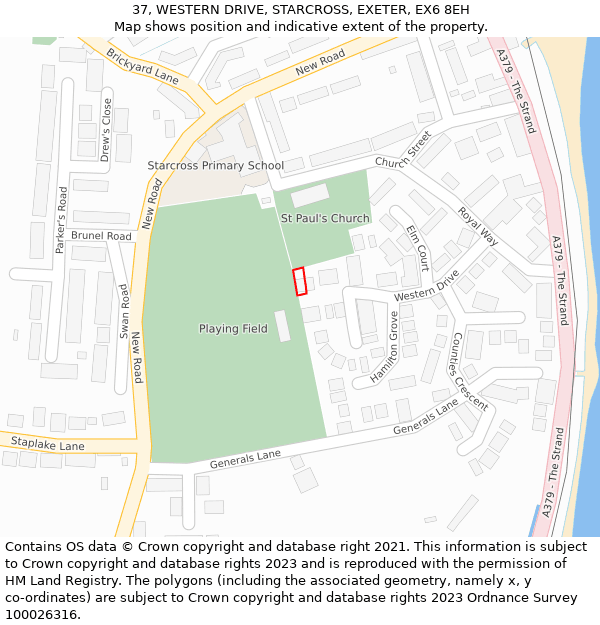 37, WESTERN DRIVE, STARCROSS, EXETER, EX6 8EH: Location map and indicative extent of plot